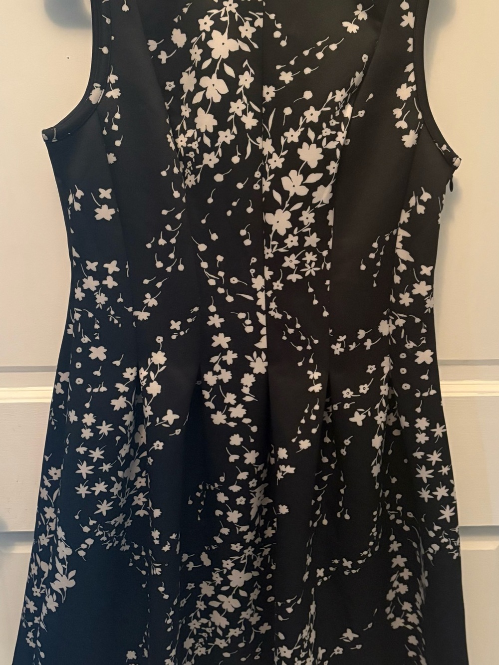 Ann Taylor Black Floral-Print Asymmetrical Midi Dress